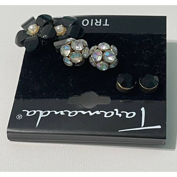 Taramanda Trio Earring Set CZ Ball‎ Studs Flowers - Picture 5 of 6